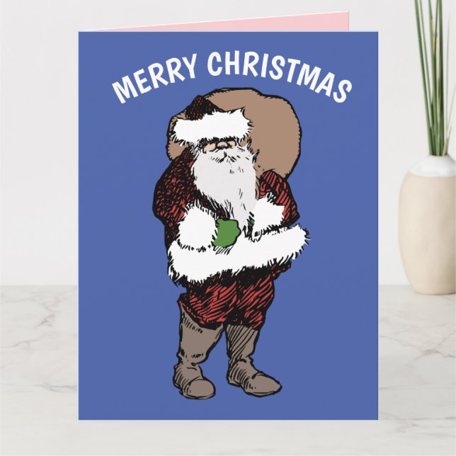 SANTA CLAUS VINTAGE CHRISTMAS GREETING CARD (Front)