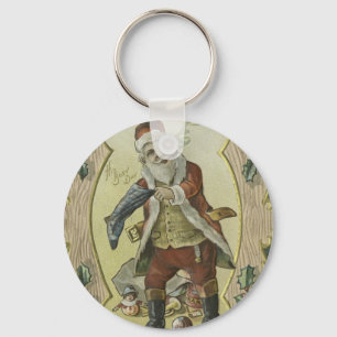 Santa claus Vintage Illustration Keychain
