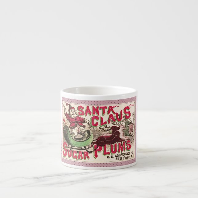 Santa Claus Vintage Illustration Sleigh Espresso Cup (Front)