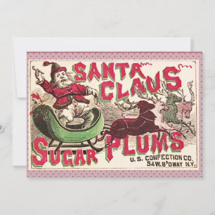 Santa Claus Vintage Illustration Sleigh Holiday Card