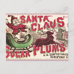 Santa Claus Vintage Illustration Sleigh Holiday Postcard