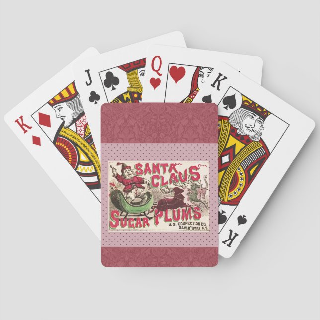 Santa Claus Vintage Illustration Sleigh Playing Cards (Back)