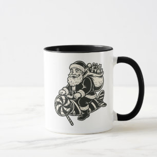 Santa Claus vintage on a sweet black and white roc Mug