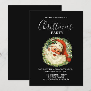 Santa Claus Vintage Retro Red Christmas Party  Invitation