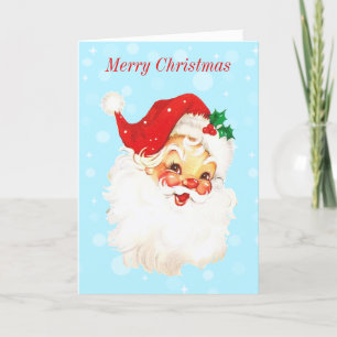 Santa Claus vintage sur la carte de Noël bleu clai