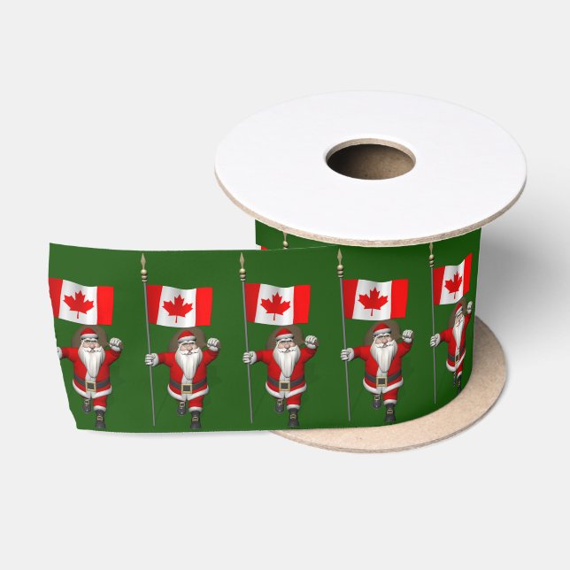 Santa Claus Visiting Canada Satin Ribbon (Spool)