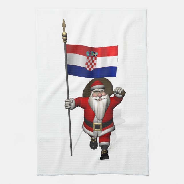 Santa Claus Visiting Croatia Kitchen Towel (Vertical)