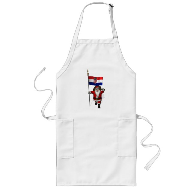 Santa Claus Visiting Croatia Long Apron (Front)