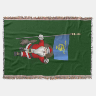 Santa Claus Visiting The Beaver State Throw Blanket