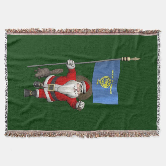 Santa Claus Visiting The Beaver State Throw Blanket (Front)