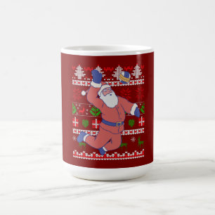 Santa Claus Volleyball Ugly Christmas Coffee Mug