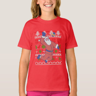 Santa Claus Volleyball Ugly Christmas T-Shirt
