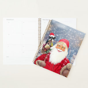Santa Claus w Christmas Miniature Schnauzer Dog Planner