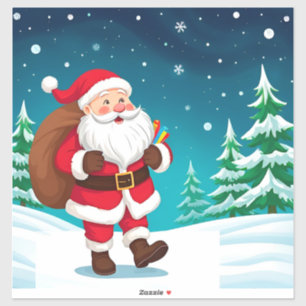 Santa Claus Walking Joyfully in a Snowy Winter
