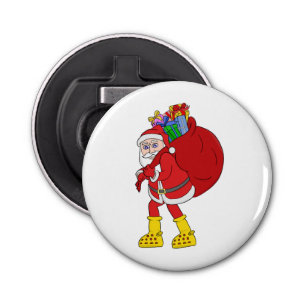 Santa Claus Wearing Big Yellow Boots Bottle Opener