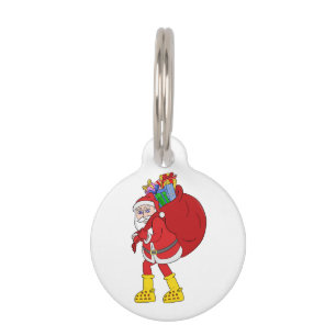 Santa Claus Wearing Big Yellow Boots Pet Tag