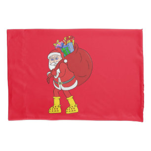 Santa Claus Wearing Big Yellow Boots Pillowcase
