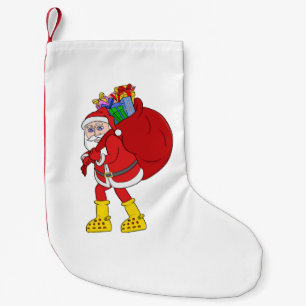 Santa Claus Wearing Big Yellow Boots Small Christmas Stocking