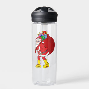 Santa Claus Wearing Big Yellow Boots Water Bottle