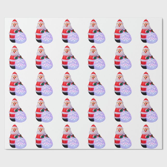 Santa Claus White Wrapping Paper (Flat)