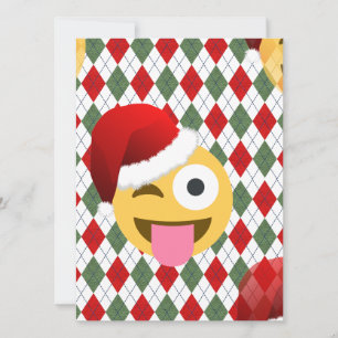 santa claus wink emoji holiday card