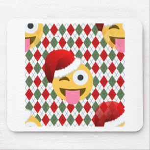 santa claus wink emoji mouse pad