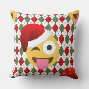 santa claus wink emoji throw pillow