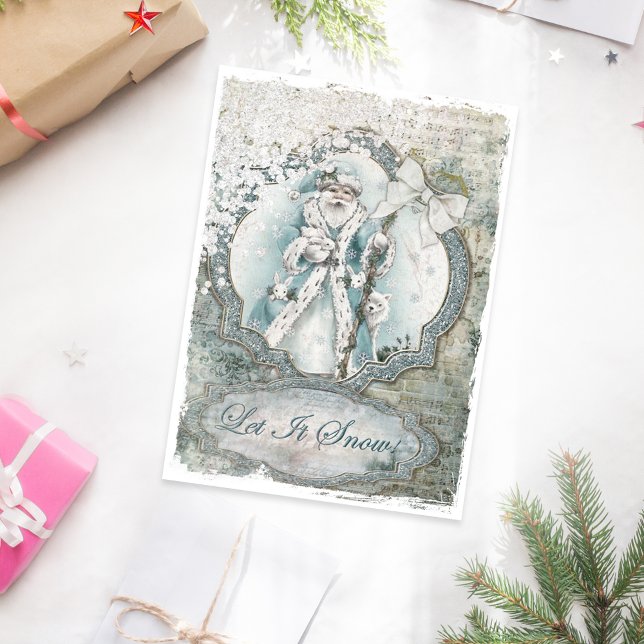 Santa Claus Winter Let it Snow Blue craft Tissue Paper (Creator Uploaded)