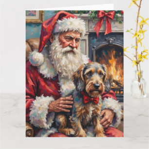 Santa Claus Wirehaired Pointing Griffon Christmas Card