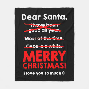 Santa Claus Wish List Christmas Gift Christmas Fleece Blanket