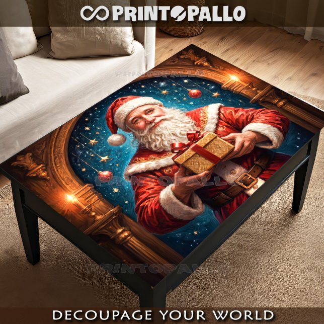 Santa Claus with a gift in his lab Tissue Paper (Creator Uploaded)