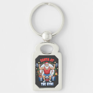 Santa Claus with a Twist – Gym Santa Holiday humou Keychain