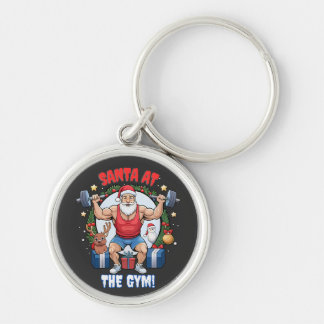 Santa Claus with a Twist – Gym Santa Holiday humou Keychain