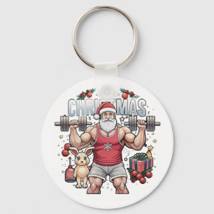 Santa Claus with a Twist – Gym Santa Holiday Keychain