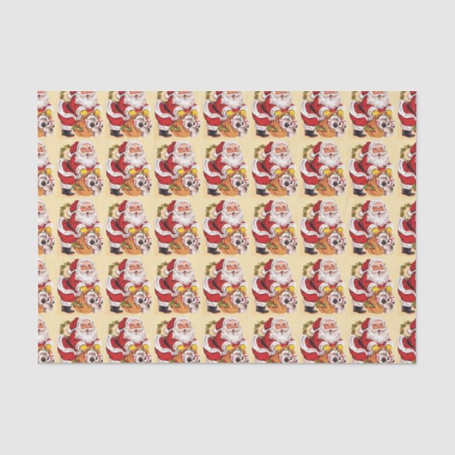 Santa Claus with Bag of Toys Christmas Eve Tissue Paper (Front)