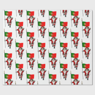 Santa Claus With Bandeira de Portugal Wrapping Paper