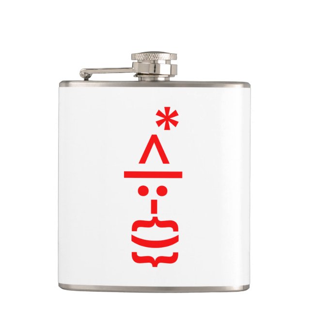 Santa Claus with Beard Christmas Emoticon Hip Flask (Front)