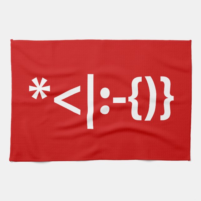 Santa Claus with Beard Christmas Emoticon Kitchen Towel (Horizontal)