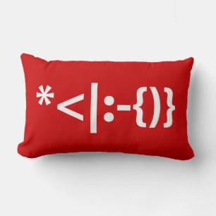 Santa Claus with Beard Christmas Emoticon Lumbar Pillow