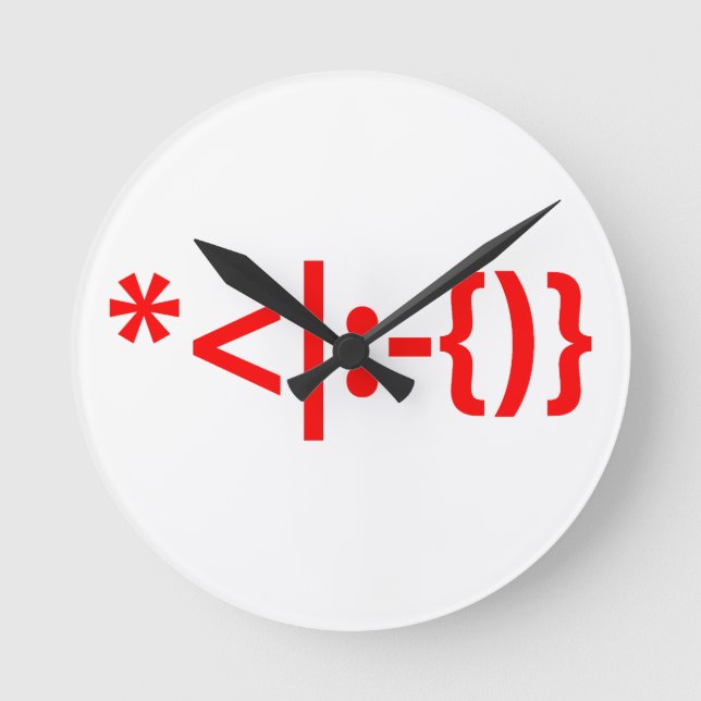 Santa Claus with Beard Christmas Emoticon Round Clock (Front)