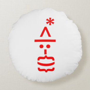 Santa Claus with Beard Christmas Emoticon Round Pillow