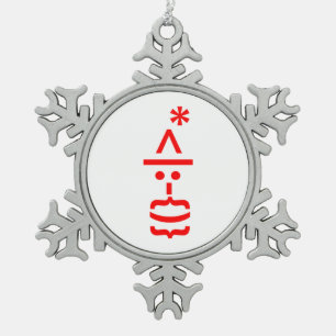 Santa Claus with Beard Christmas Emoticon Snowflake Pewter Christmas Ornament