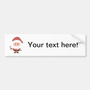 Santa Claus with candy cane cartoon Bumper Sticker