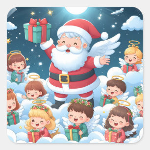 Santa Claus with children Square Sticker
