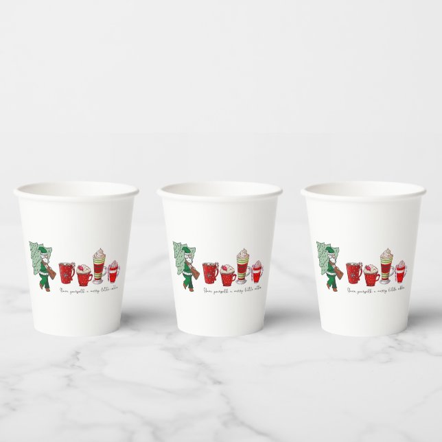 Santa Claus with Christmas Drink Coffee blessing Paper Cups (Multi)