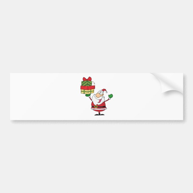 Santa Claus with Christmas Present Bumper Sticker (Front)