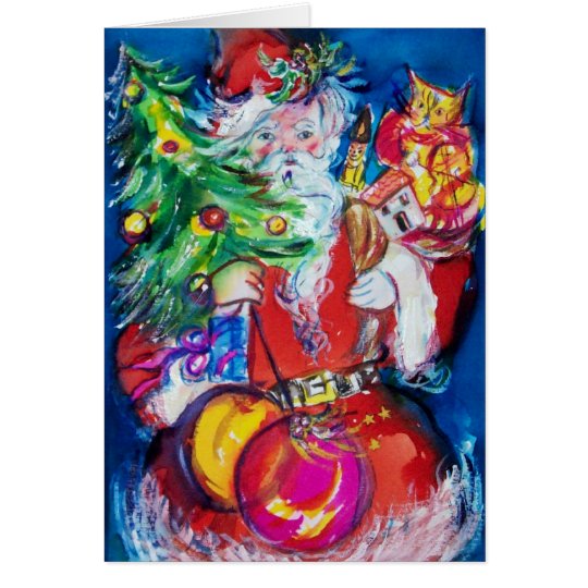 SANTA CLAUS WITH CHRISTMAS TREE AND GIFTS CARD