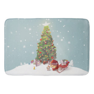 Santa Claus with Christmas Tree Bath Mat