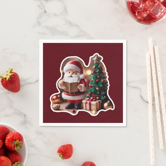 Santa Claus with Christmas Tree in 3D -  Napkin (Insitu)