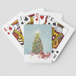 Santa Claus with Christmas Tree Playing Cards